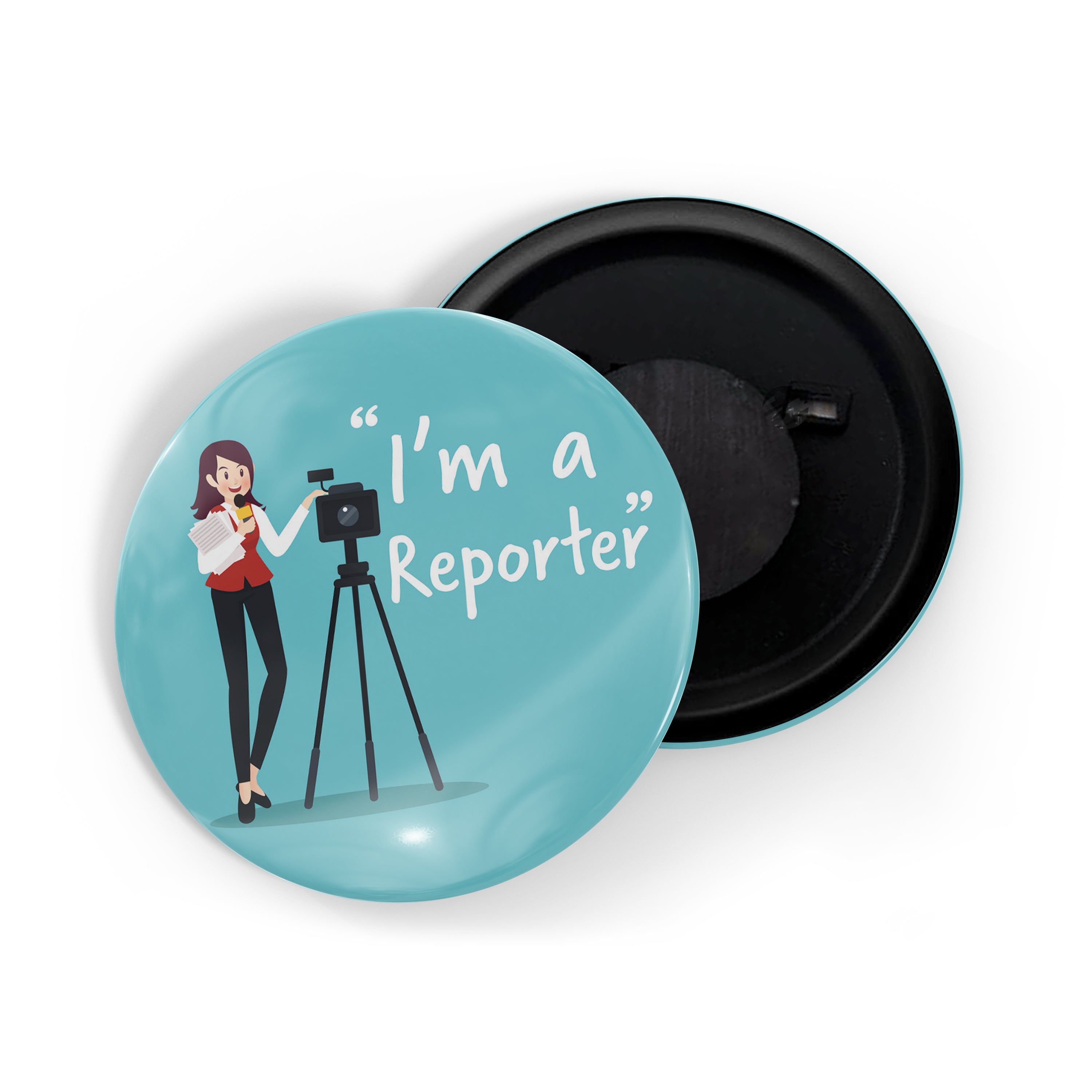 dhcrafts Round Fridge Magnet Blue Color Profession I'm A Reporter Glossy Finish Design Pack of 1 (58 mm)
